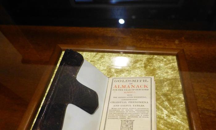 Allsop Almanac, a new acquisition by the museum in its new display with digital display to explain the significance of the purchase for the museum. Sp